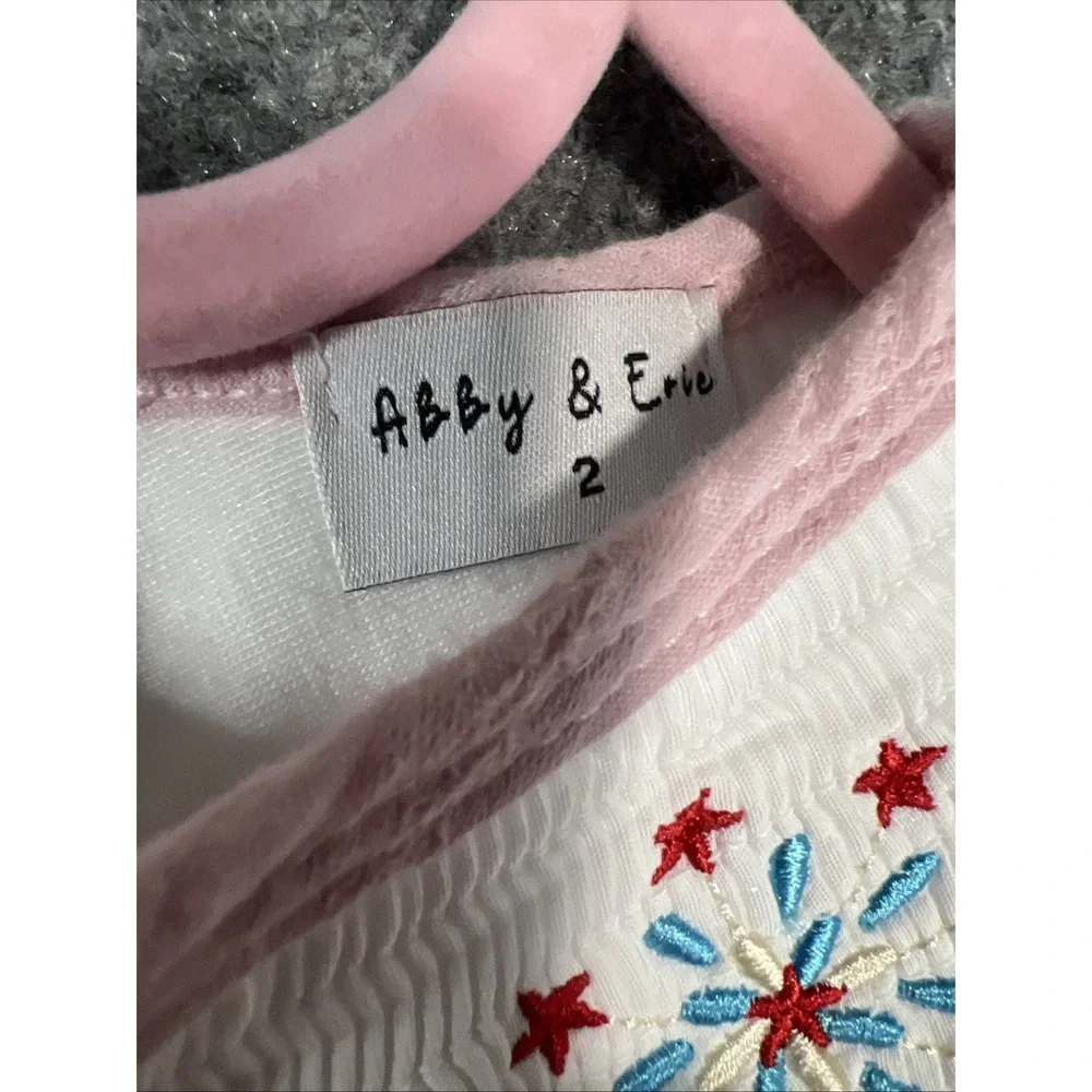 Abby & Erie Pink Smocked Patriotic Dress - Size 2 / 2T - EUC